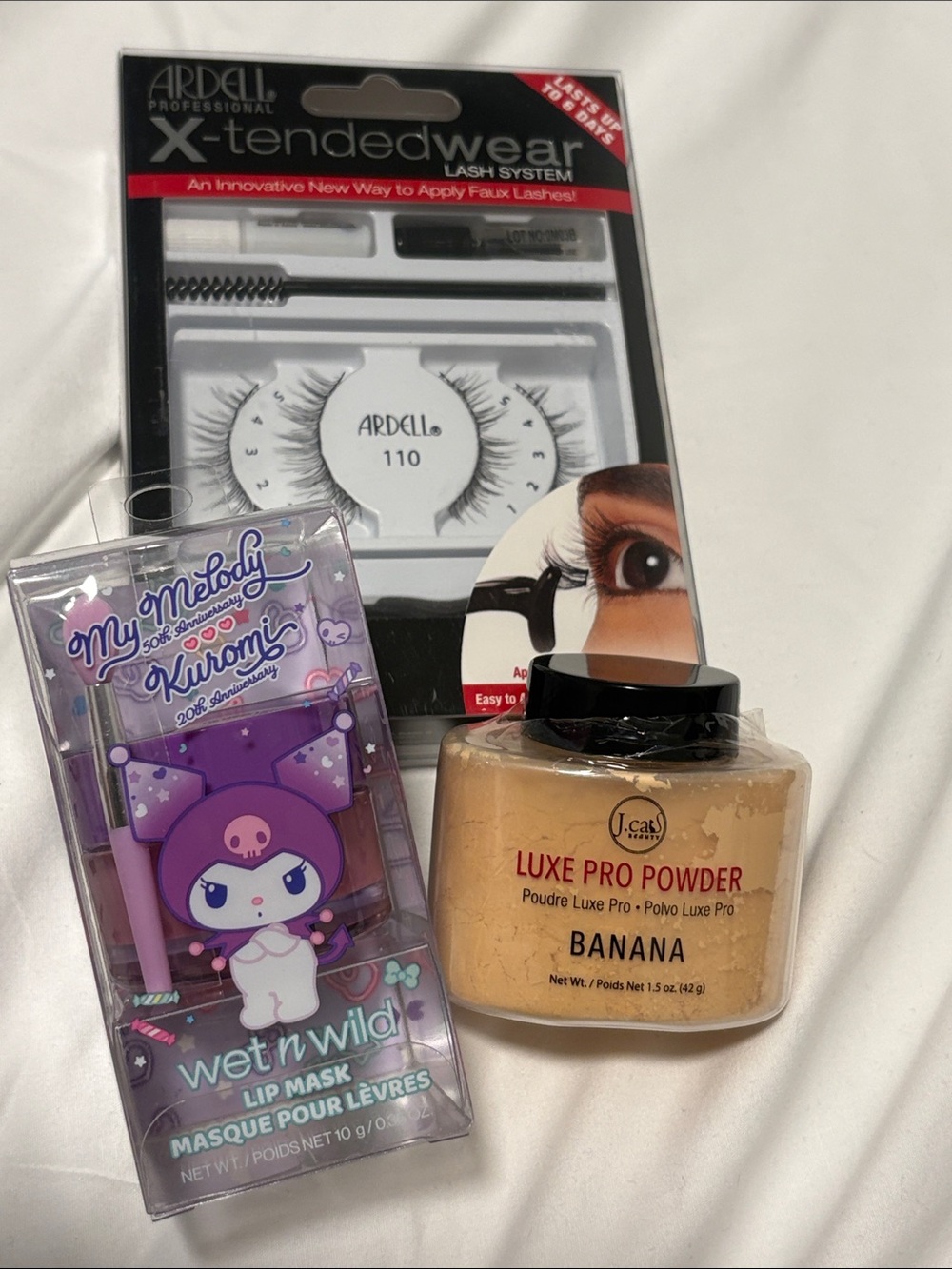 New Ardell X-tendedwear Lash System J Cat Luxe Pro Powder & Wet n Wild Lip Mask